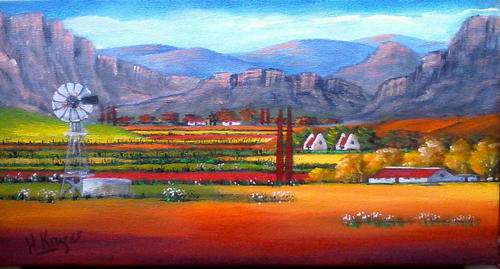 Sunny landscappe - Original Acrylic by HELENA  - 250x500mm