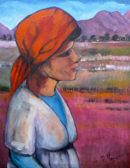 Stunning original by Helena Kruger(1957-)  - 400x500x20mm - can be hung as is