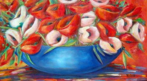 LARGE original OIL on blocked canvas by HELENA KRUGER - 650x1300x22mm