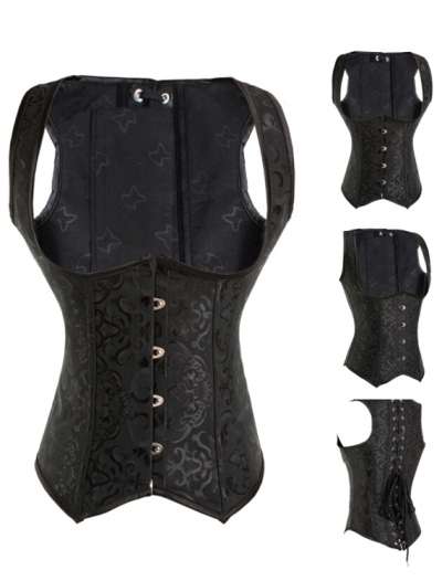 Black Jacket Style Full Steel Boned Underbust Corset