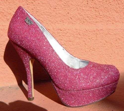Ladies sissy boy pink glitter heel shoes size 8 - FREE POSTAGE IN SOUTH AFRICA