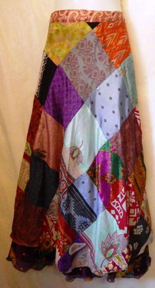 Indian silk patch wrap skirt   - POSTAGE  FREE IN S.A.