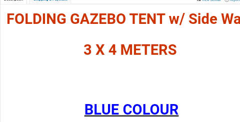Blue gazebo marquee folding tent 3X4 metre