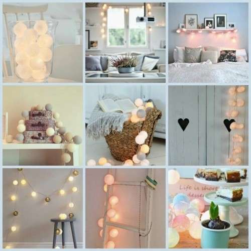 Cotton ball fairy lights