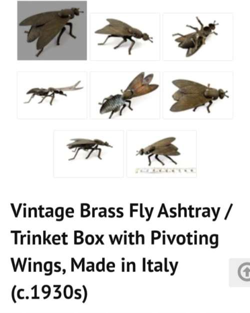 BEAUTIFUL VINTAGE ART DECO BRASS FLY ASHTRAY /TRINKET SET