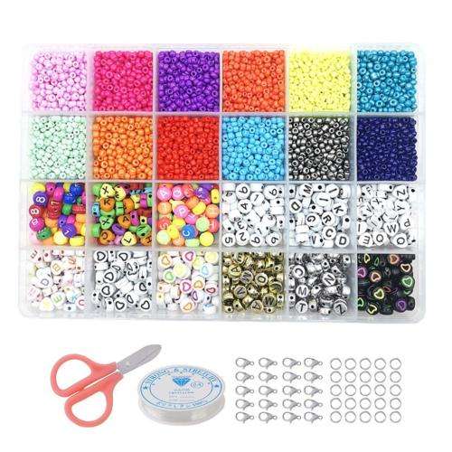 Bead Craft Kit Set Bracelet Beads for Jewelry Making Glass Seed Beads, Alphabet Beads Acrylic Letter