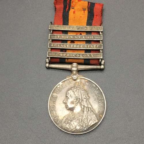 Boer War - Q.S.A. Medal (CC, OFS, TVL, SA01) `Pte. W.T. SHACKLEFORD - VL. CO. Oxfd LI. `
