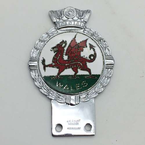Vintage `Wales` Welsh Dragon Car Badge (J.R. GAUNT)