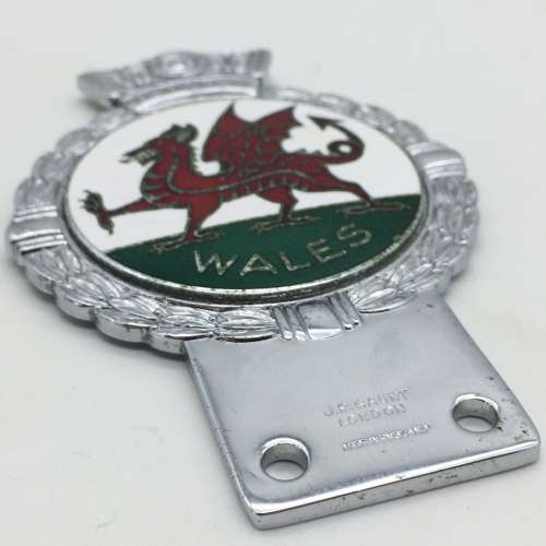 Vintage `Wales` Welsh Dragon Car Badge (J.R. GAUNT)