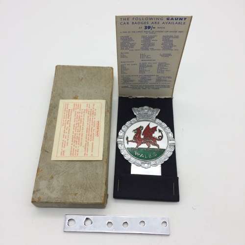 Vintage `Wales` Welsh Dragon Car Badge (J.R. GAUNT)