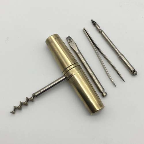 Antique Brass `Multi-Tool Roundlet` Corkscrew