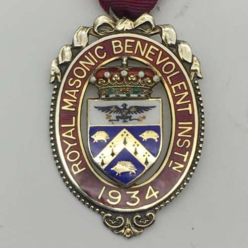 Impressive Solid Silver and Enamel Masonic Medal (1934)