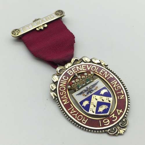 Impressive Solid Silver and Enamel Masonic Medal (1934)