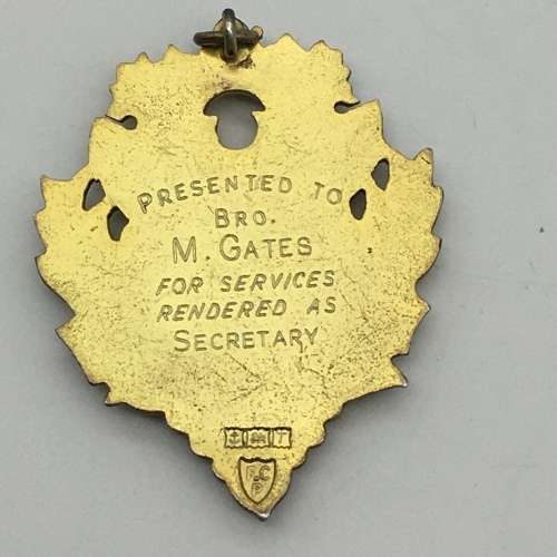 Solid Silver and Enamel `R.A.O.B.` Medal or Fob