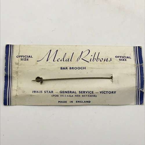 WW1 - `1914/18 Medal Ribbons` Bar Brooch (On Card)