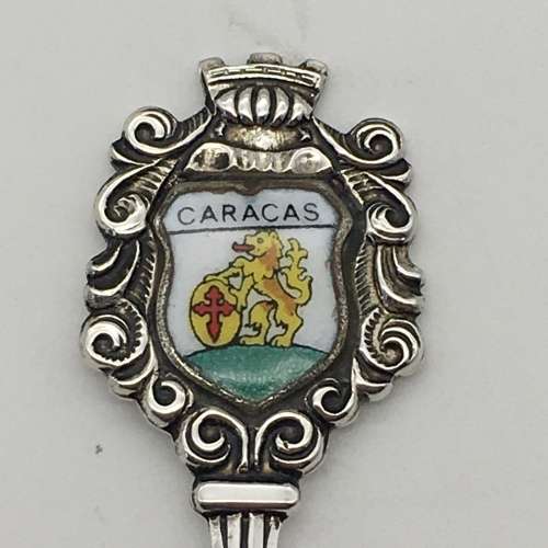 Early `Caracas` Enamel Souvenir Spoon (Venezuela)