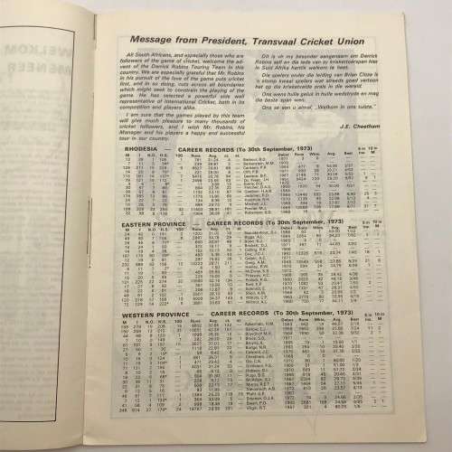 Cricket - Signed `1973 Derrick Robins XI v S.A. Invitation XI` Brochure