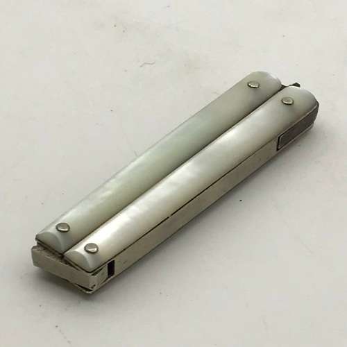 Small Antique `Mother of Pearl` Folding Scissors