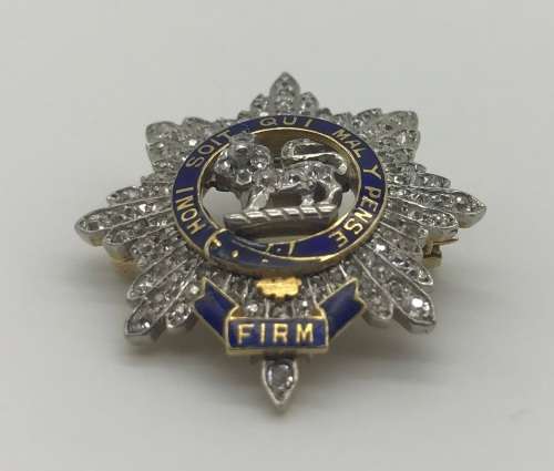 18ct Gold & Diamond (Worcestershire Regiment) Sweetheart Brooch