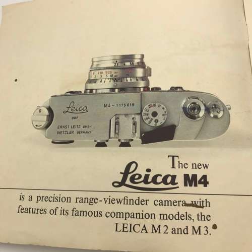 Early `Leica M4` Camera & Accessories Booklet