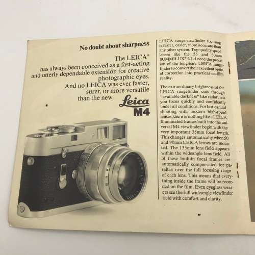 Early `Leica M4` Camera & Accessories Booklet
