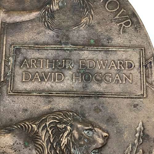 WW1 - Memorial Death Plaque (Arthur E.D. Hoggan)