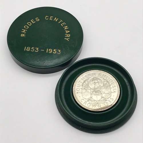 Southern Rhodesia - `1953 Rhodes Centenary` Silver UNC Crown (Cased)