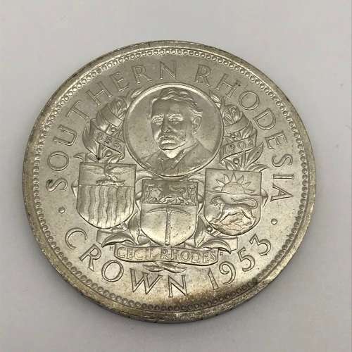 Southern Rhodesia - `1953 Rhodes Centenary` Silver UNC Crown (Cased)