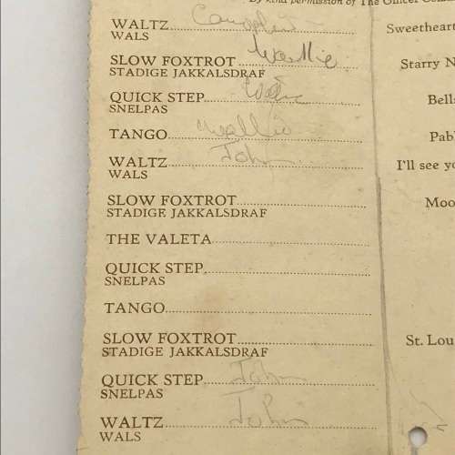 Rare `1947 Royal Ball Dance Card` (Johannesburg City Hall. S.A.)