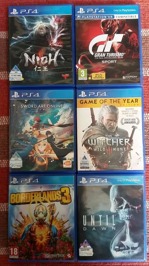PS4 Games 6 Title Bundle - The Witcher 3, Sword Art etc.