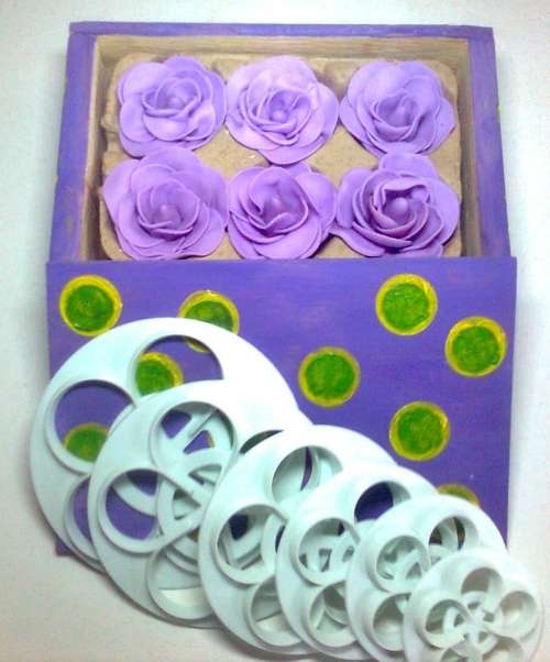 6 PIECE ROSE ICING SHAPE CUTTER 6 IN SET plus a box of 6 roses free!
