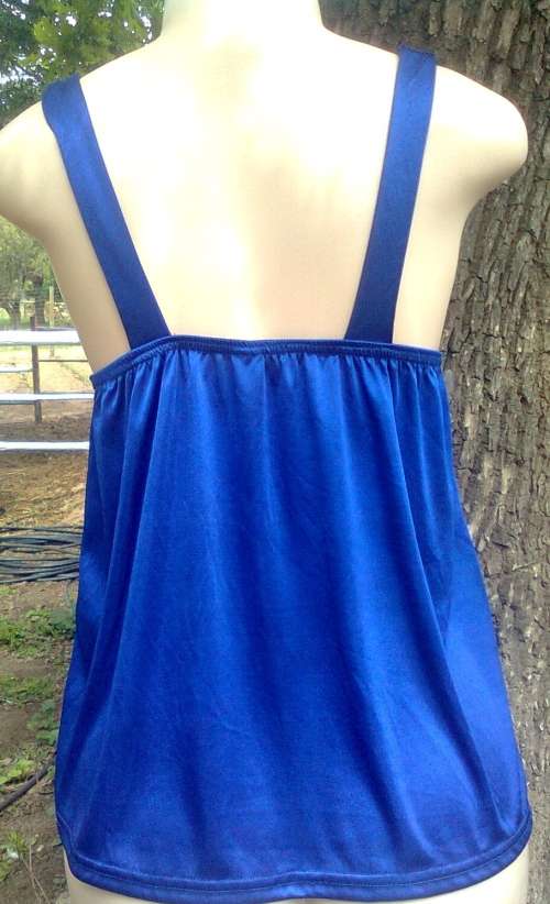 BLUE TOP WITH SEQUIN STRAPS (NEW) - SIZE: MEDIUM