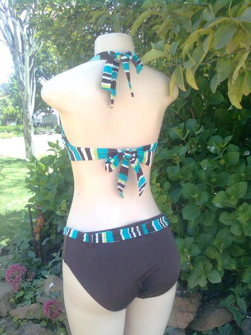 BROWN BIKINI WITH POLKA DOTS - SIZE: 12/14