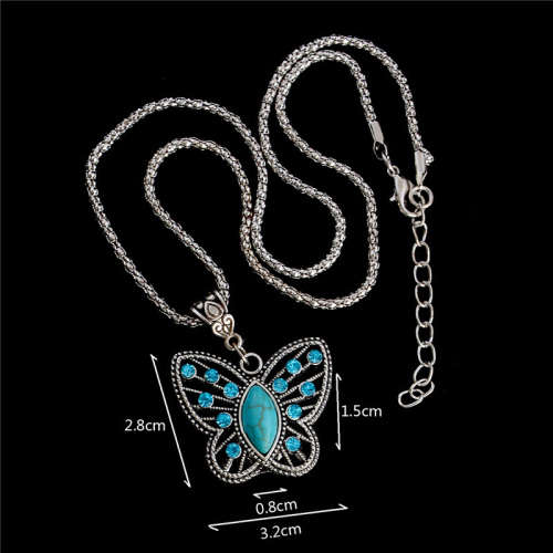 Exquisite Butterfly  Stone Pendant Necklace