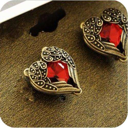 RED HEART & WINGS STUDS