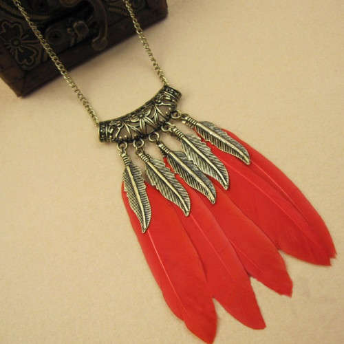 BOHEMIAN INDIAN STYLE FEATHER NEKLACE