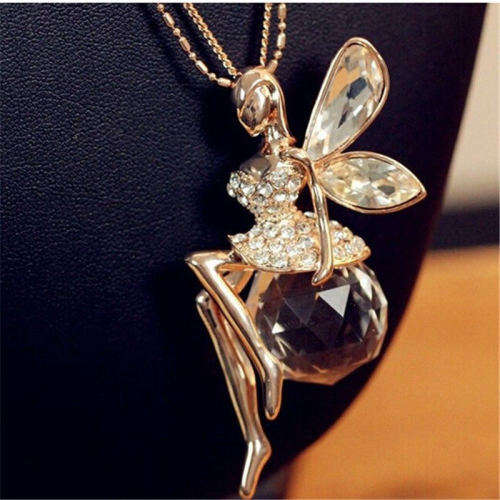 BEAUTIFUL CRYSTAL FAIRY WITH RHINESTONES NECKLACE
