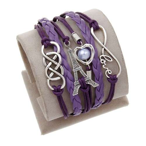 ENGRAVED EPIGRAM CHARM LEATHER BRACELET