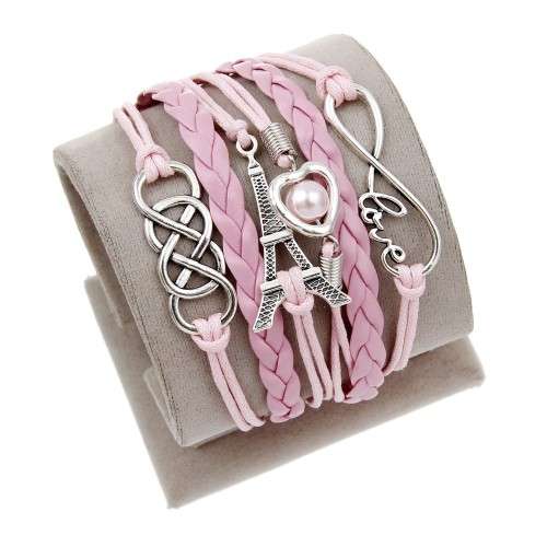 ENGRAVED EPIGRAM CHARM LEATHER BRACELET