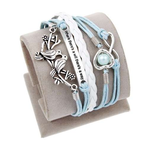 ENGRAVED EPIGRAM CHARM LEATHER BRACELET