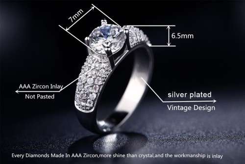 ***HIGH QUALITY***  SILVER PROPOSAL ENGAGEMENT RING WITH AAA+ CUBIC ZIRCONIA - size 10