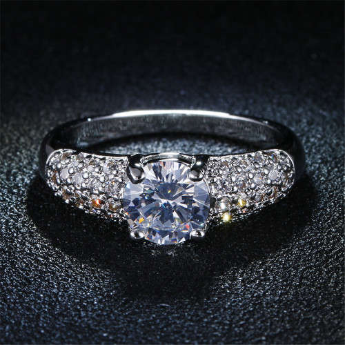 ***HIGH QUALITY***  SILVER PROPOSAL ENGAGEMENT RING WITH AAA+ CUBIC ZIRCONIA - size 10