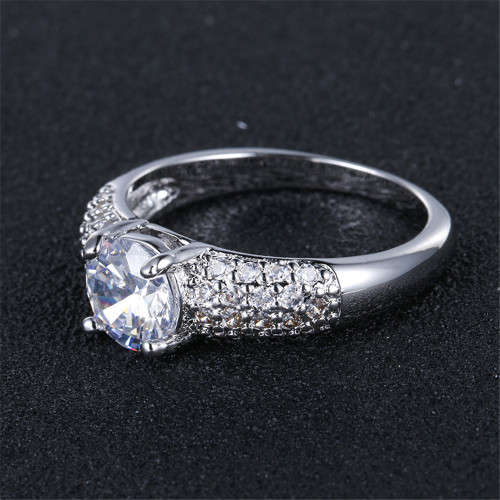 ***HIGH QUALITY***  SILVER PROPOSAL ENGAGEMENT RING WITH AAA+ CUBIC ZIRCONIA - size 10