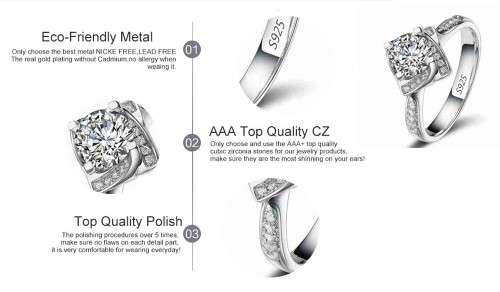 ***HIGH QUALITY*** 925 STERLING SILVER ENGAGEMENT RING WITH AAA+ ZIRCONIA -  SIZE 9