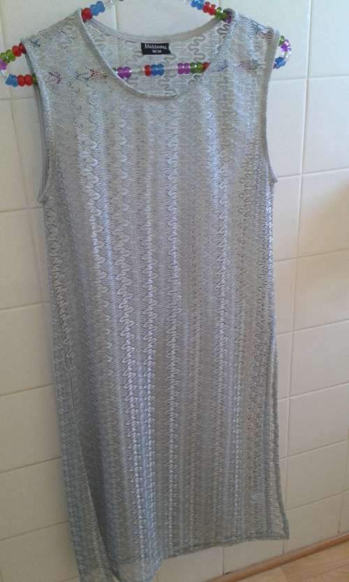 SILVER LACE DRESS - (sheer/unlined) - SIDE SLITS - NEW!!