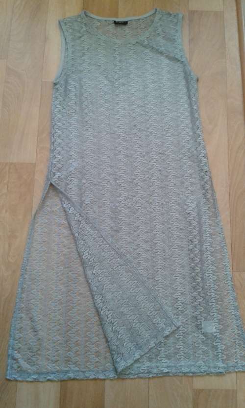 SILVER LACE DRESS - (sheer/unlined) - SIDE SLITS - NEW!!