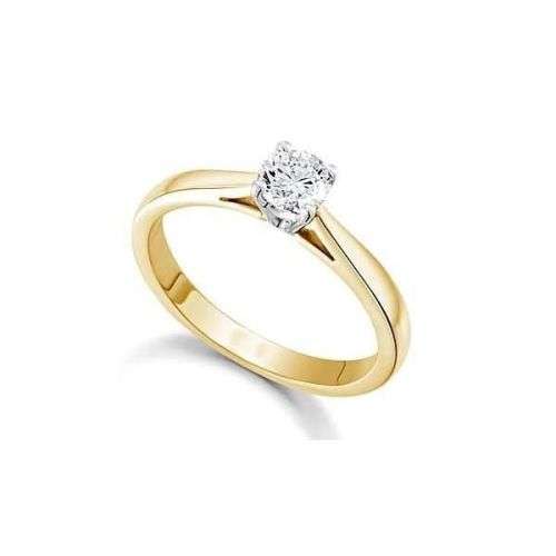 Certified 0.15Cts Natural White Diamond SI3 Clarity 14Kt Engagement Ring at World Wide Free Shipping