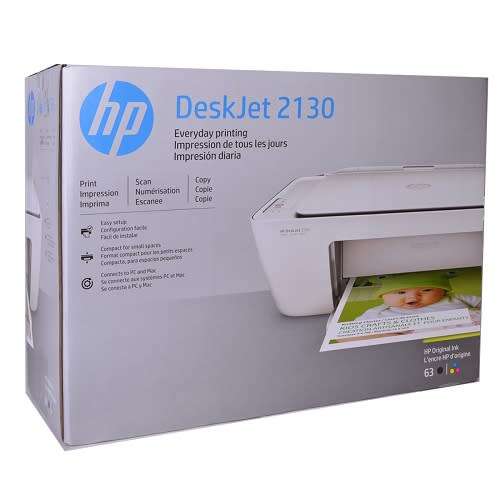 New & Unused HP Deskjet 2130 Printer,scanner & Copier. Includes brand new unopened ink set.