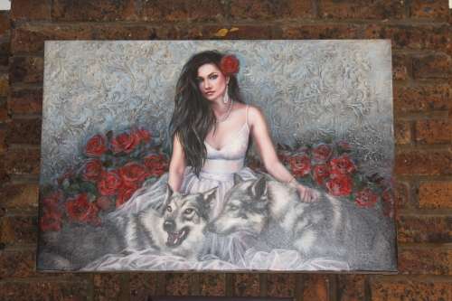 Original Lizelle Esterhuizen Oil on Canvas 90cm by 60cm titled "Call of the wild at heart"