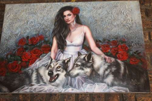 Original Lizelle Esterhuizen Oil on Canvas 90cm by 60cm titled "Call of the wild at heart"